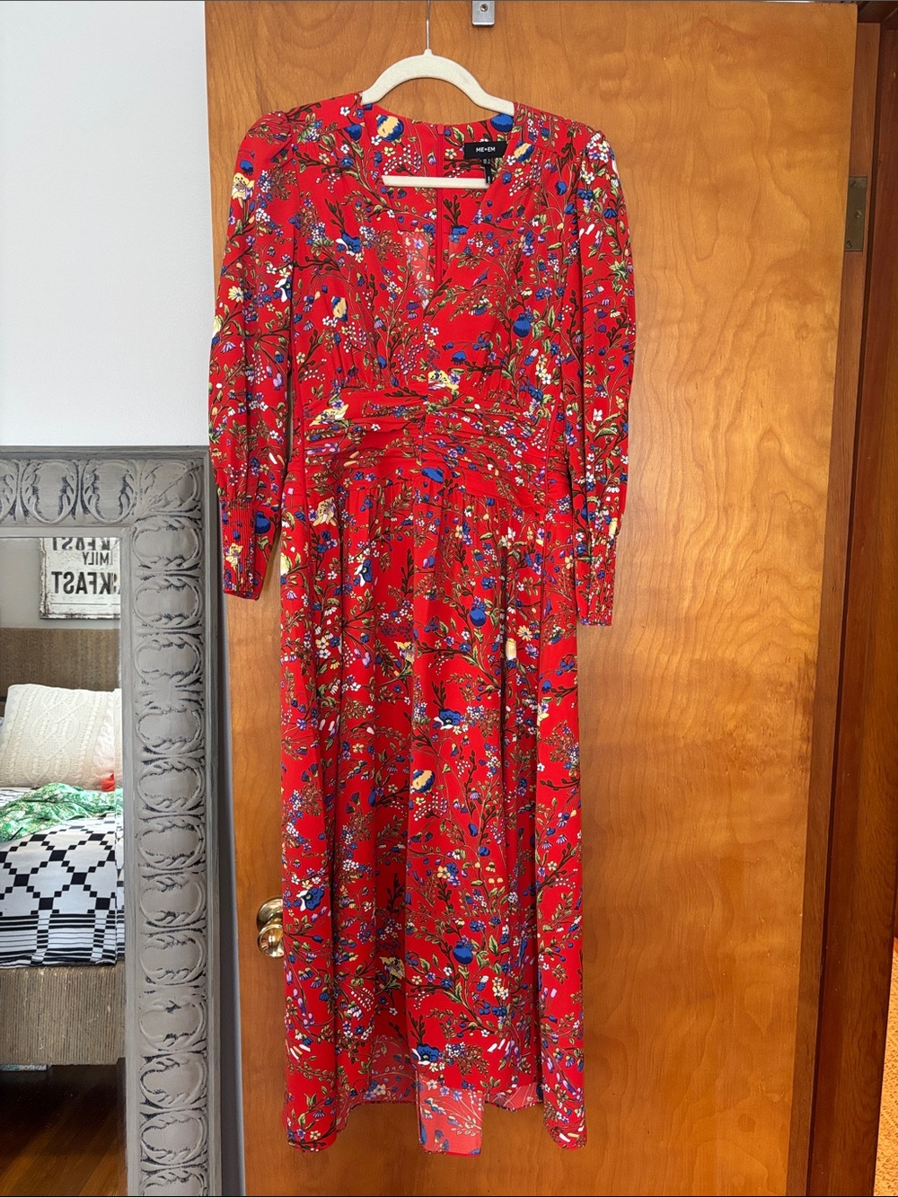 ME+EM Red Floral Long Sleeve Maxi Dress